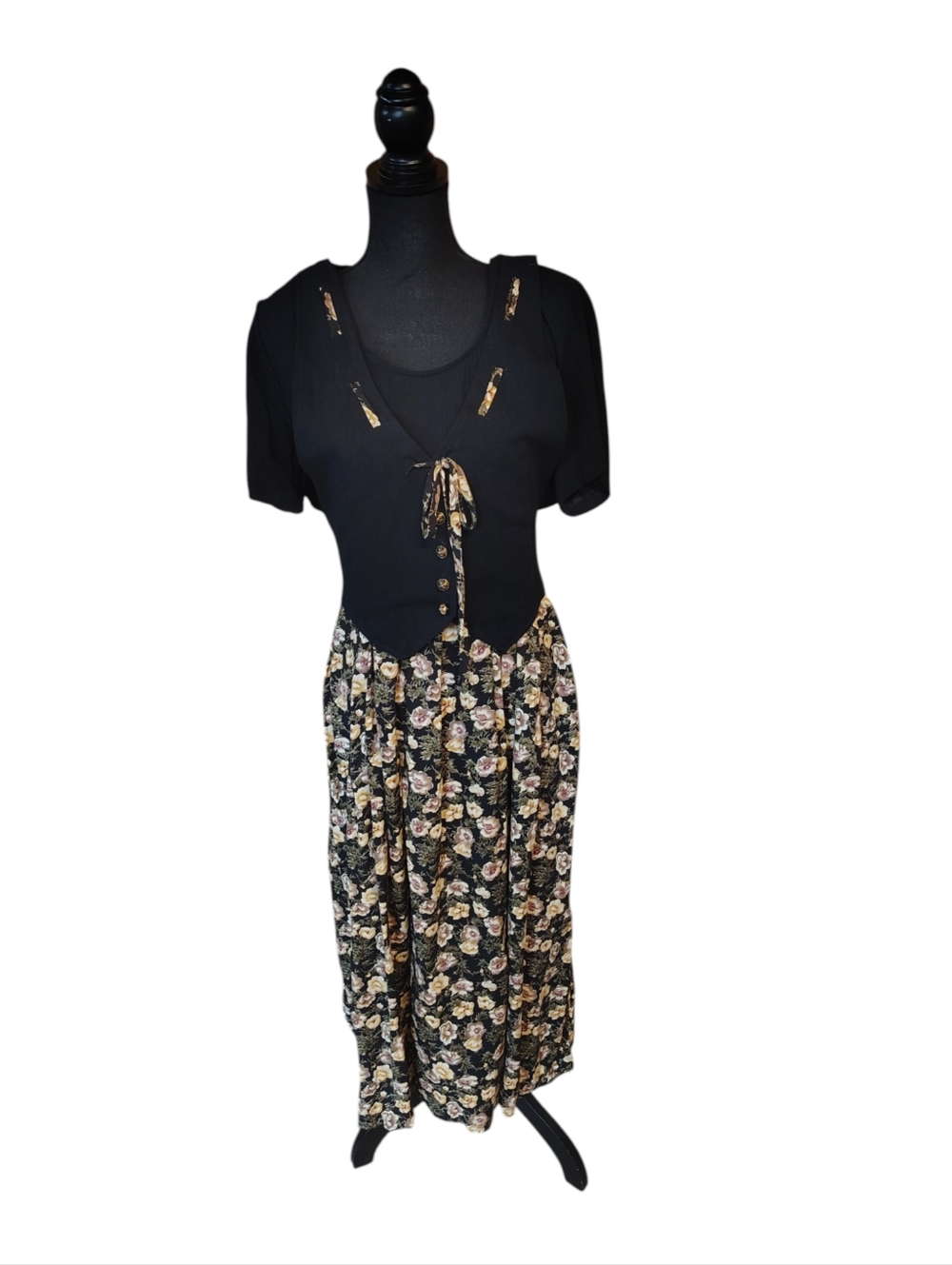 vtg 90s rayon floral cottagecore whimsygoth flowy dress